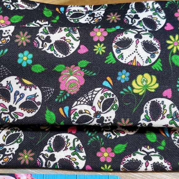 #7 Sugar Skull Cats Adult Face Mask Handmade - Picture 2 of 3